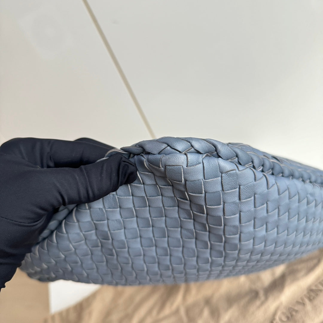 Bottega Veneta Hobo Bag Lambskin leather Greyish Misty Blue Medium 40cm