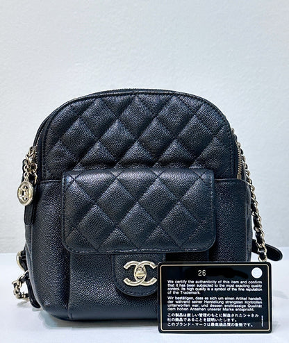 Chanel CC Day Backpack Quilted Caviar Mini