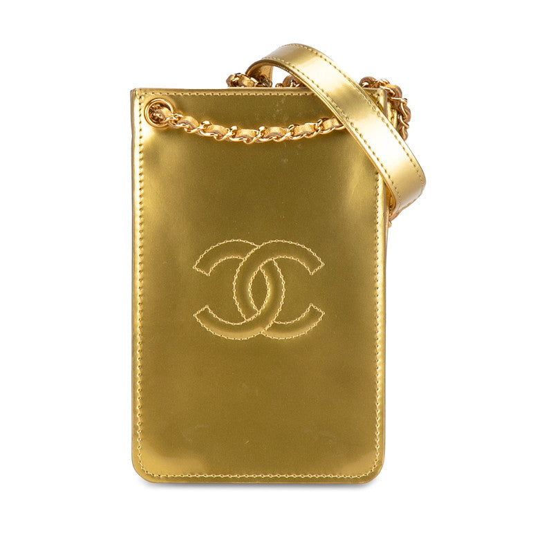 Chanel Patent Leather Crossbody Phone Holder Leather Crossbody Bag in Good condition