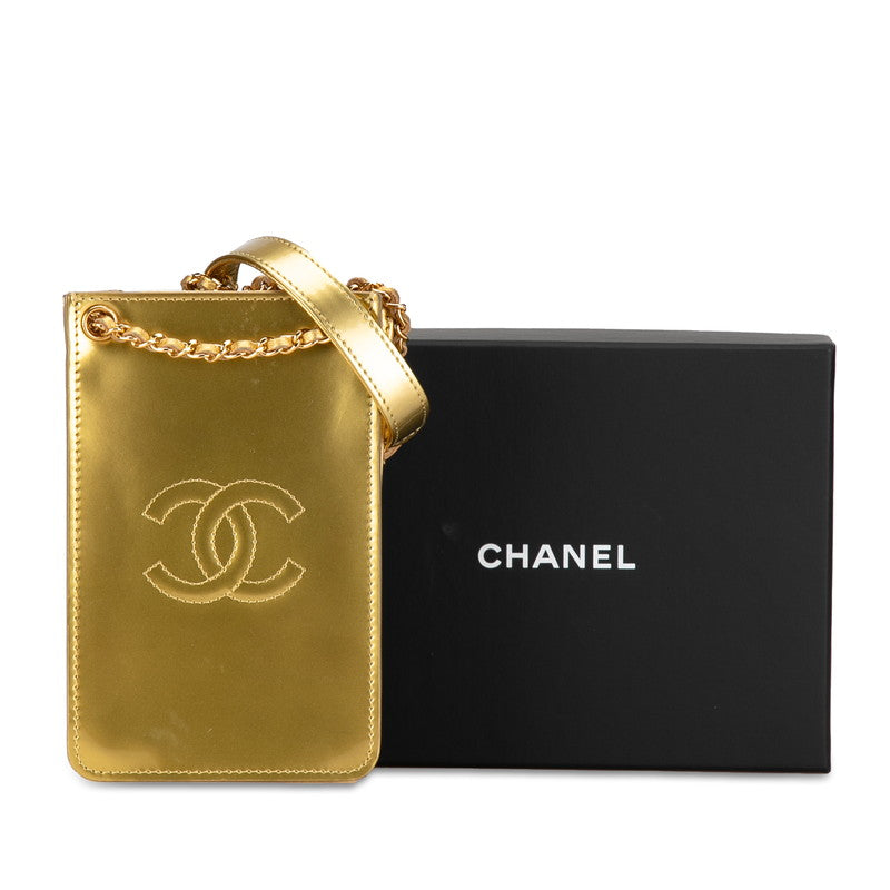 Chanel Patent Leather Crossbody Phone Holder Leather Crossbody Bag in Good condition