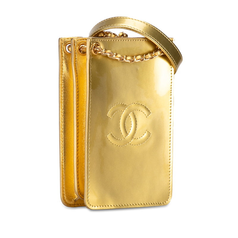 Chanel Patent Leather Crossbody Phone Holder Leather Crossbody Bag in Good condition
