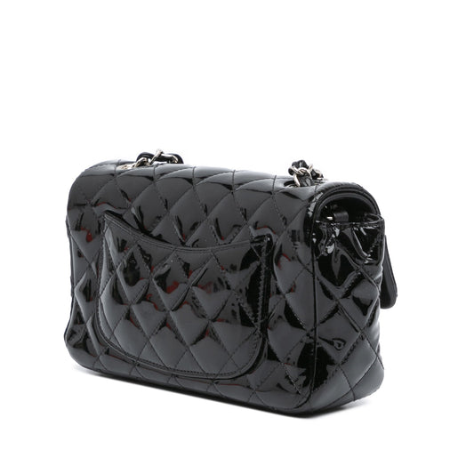 Black Chanel Mini Rectangular Classic Patent Single Flap Crossbody Bag