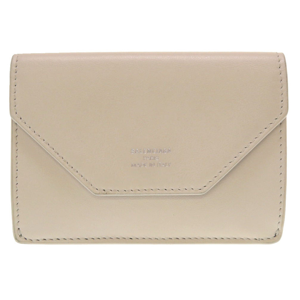 BALENCIAGA Tri-fold wallet 736730 leather Ivory Compact wallet Women