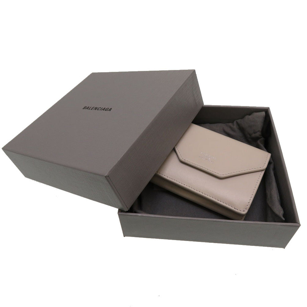 BALENCIAGA Tri-fold wallet 736730 leather Ivory Compact wallet Women