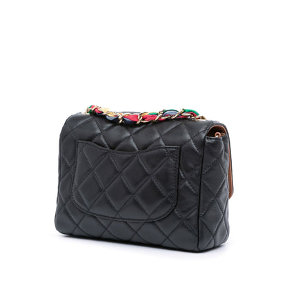 Black Chanel Small Quilted Lambskin Ribbon Flap Crossbody Bag