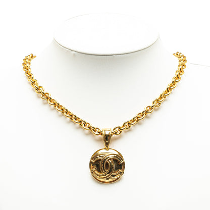 CHANEL CC Round Pendant Necklace Costume Necklace
