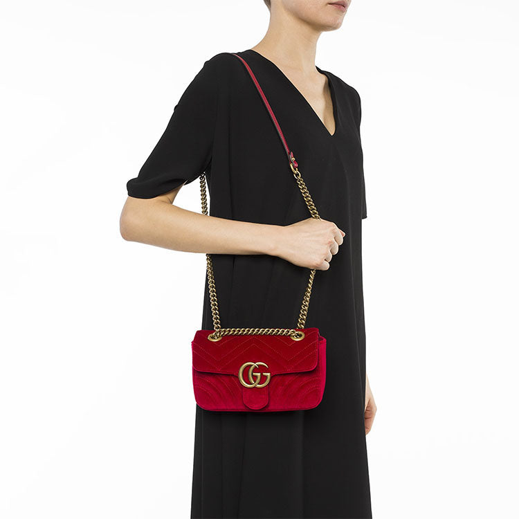 (WMNS) GUCCI GG Marmont Single Shoulder Bag Red 446744-K4D2T-6433