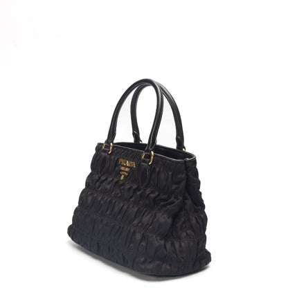 Prada Black Gaufre Tessuto Nylon Convertible Satchel