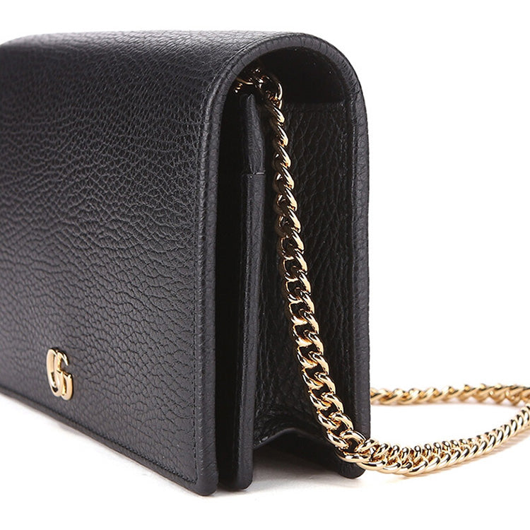 (WMNS) GUCCI Marmont Leather Mini Chain Bag 'Black Gold' 497985-CAO0G-1000