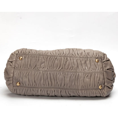 Prada Grey Nappa Gaufre Leather Top Handle Bag
