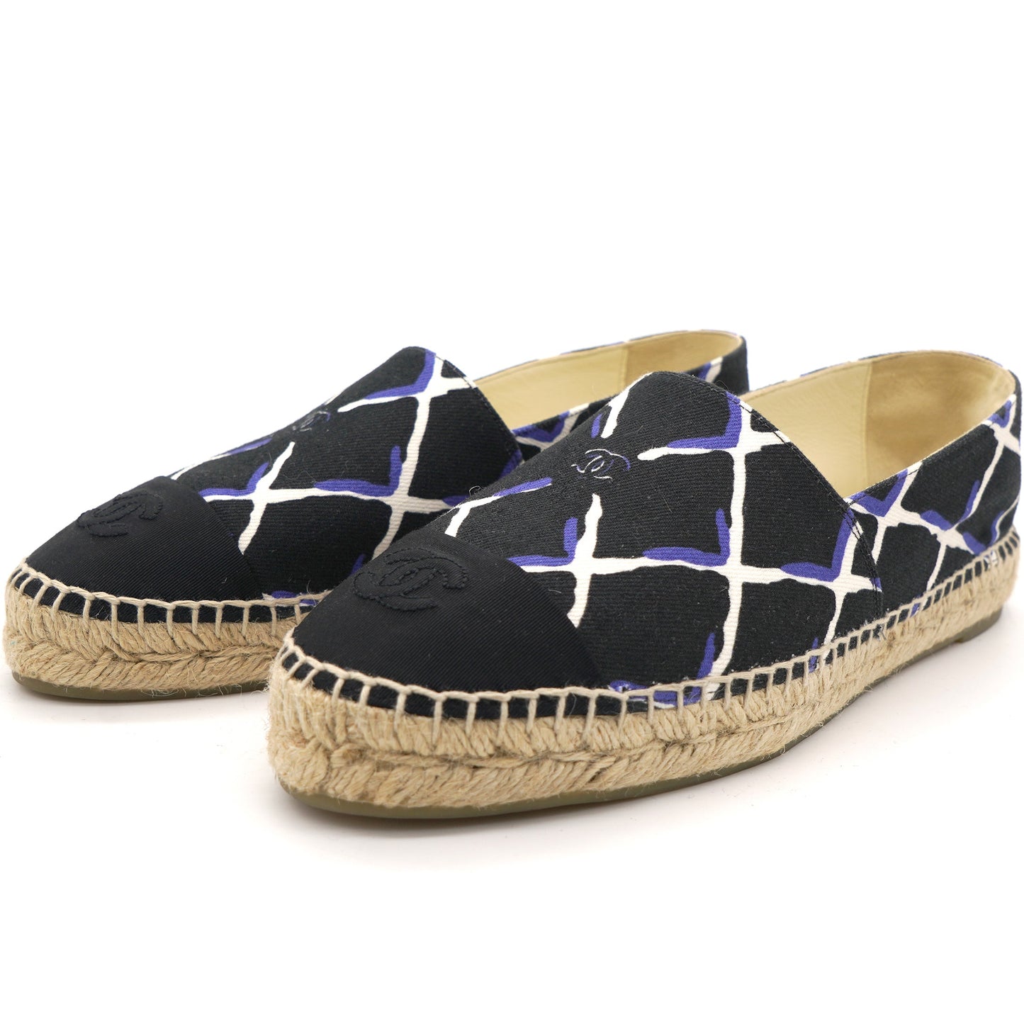 Black Printed Canvas Espadrilles 39