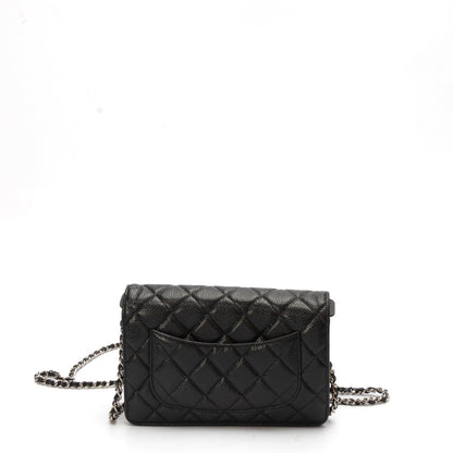 Chanel Black Caviar Quilted Wallet on Chain
