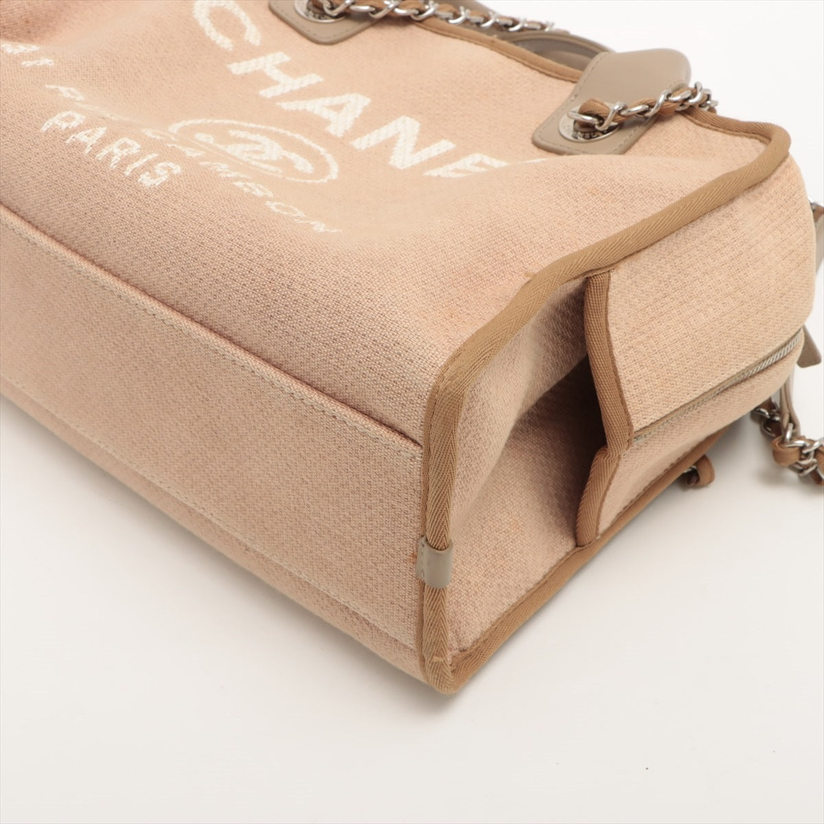 Chanel Deauville Canvas x Leather 2WAY HandBag Beige Silver  20th