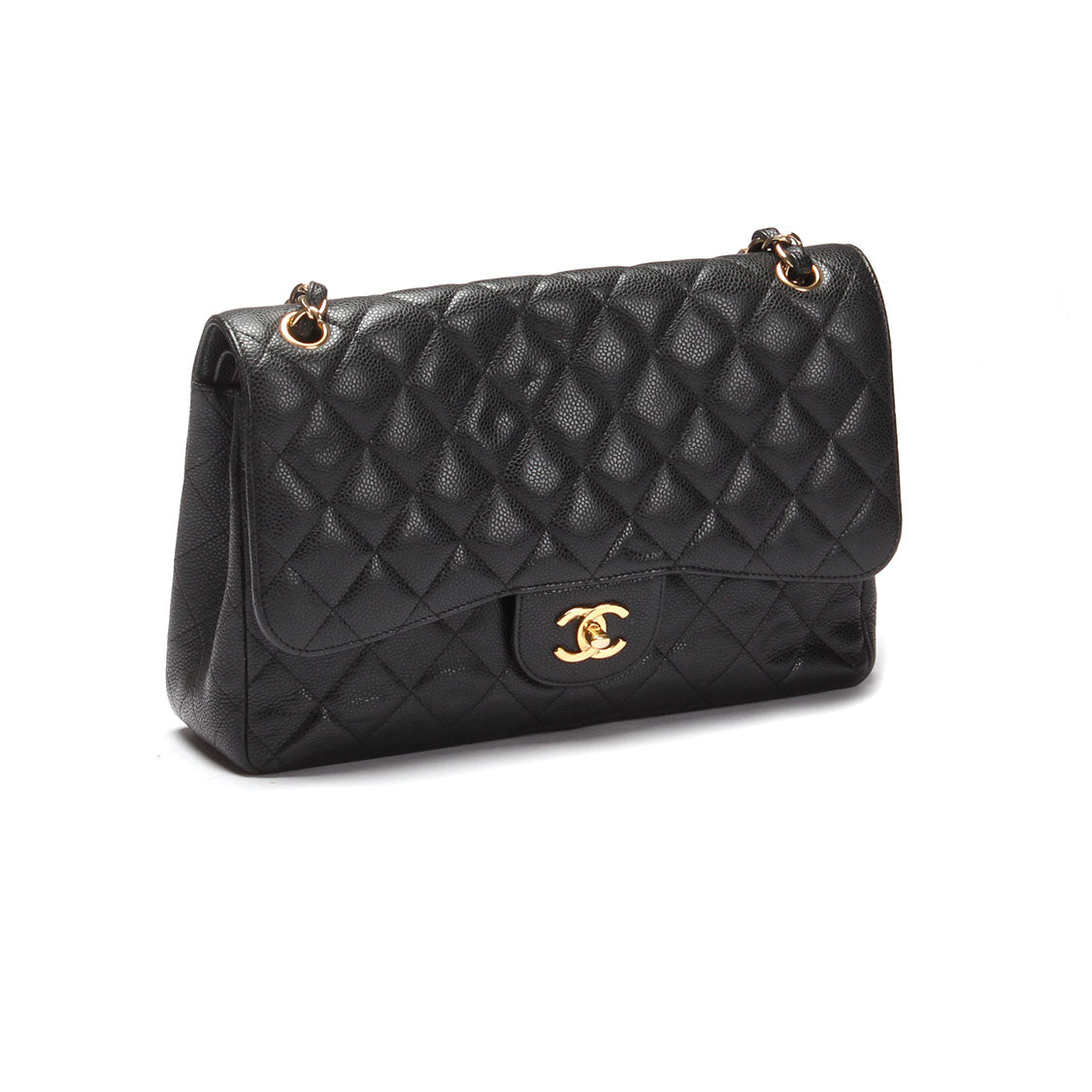 Chanel Caviar Jumbo Classic Flap Bag Leather Shoulder Bag in Excellent condition