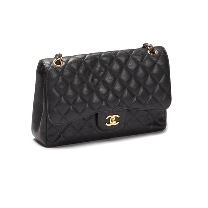 Chanel Caviar Jumbo Classic Flap Bag Leather Shoulder Bag in Excellent condition
