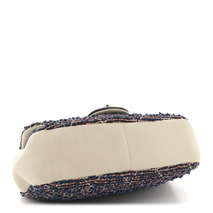 Tweed Quilted Mini Rectangular Flap Blue Multicolor