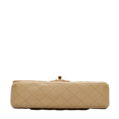 Chanel Matrases 25 Double Flat Chain houlder Bag Beige Caviar S  Chanel