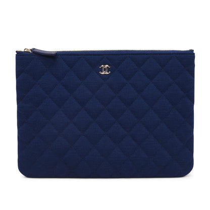 Chanel Cobalt Quilted Jersey Medium O-Case