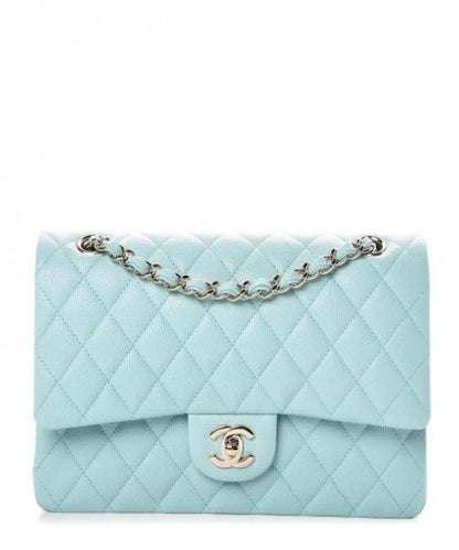 Chanel Medium Classic HandBag Pale Blue Gold-Tone Metal