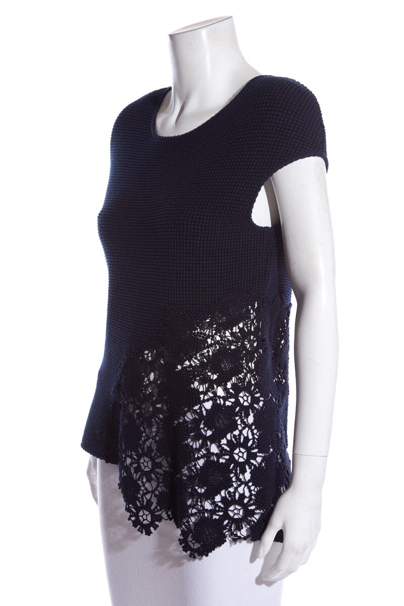 Chanel Navy & Black Lace Top SZ 42