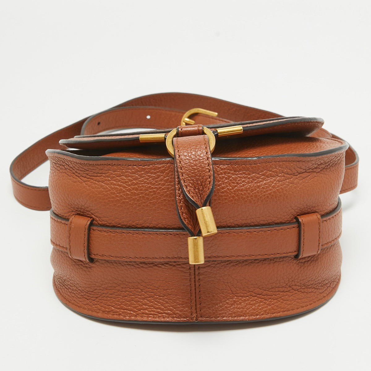 Chloe Brown Leather Small Marcie Saddle Bag