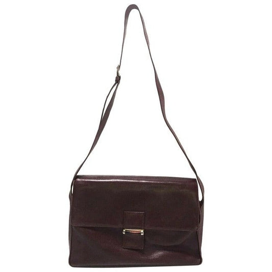 Fendi Multiple W Style Cross Body Compartments Burgundy Textured Leather Satchel