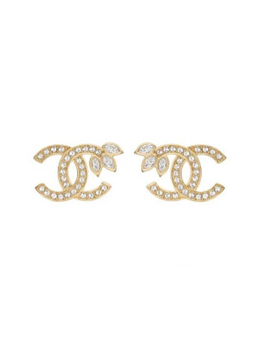 CC Logo Leaf Earrings Gold Chanel