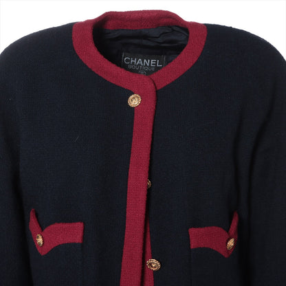 Chanel Coconut Button Vintage Wool Setup 34  Navy x Red 20370 Wicker G Button