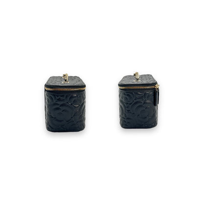 Chanel 2021 Black Camellia Vanity Case w/ Chain