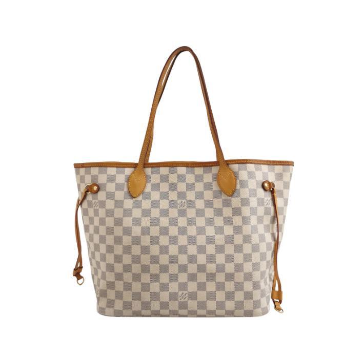 Louis Vuitton(LV) Damier Azur Neverfull  tote Bag MM White 24090878857261