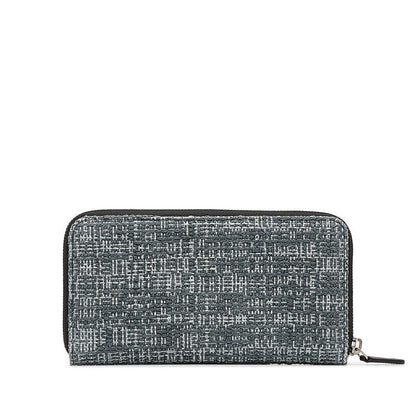 CHANEL Long Zip Wallet in Tweed Denim Blue