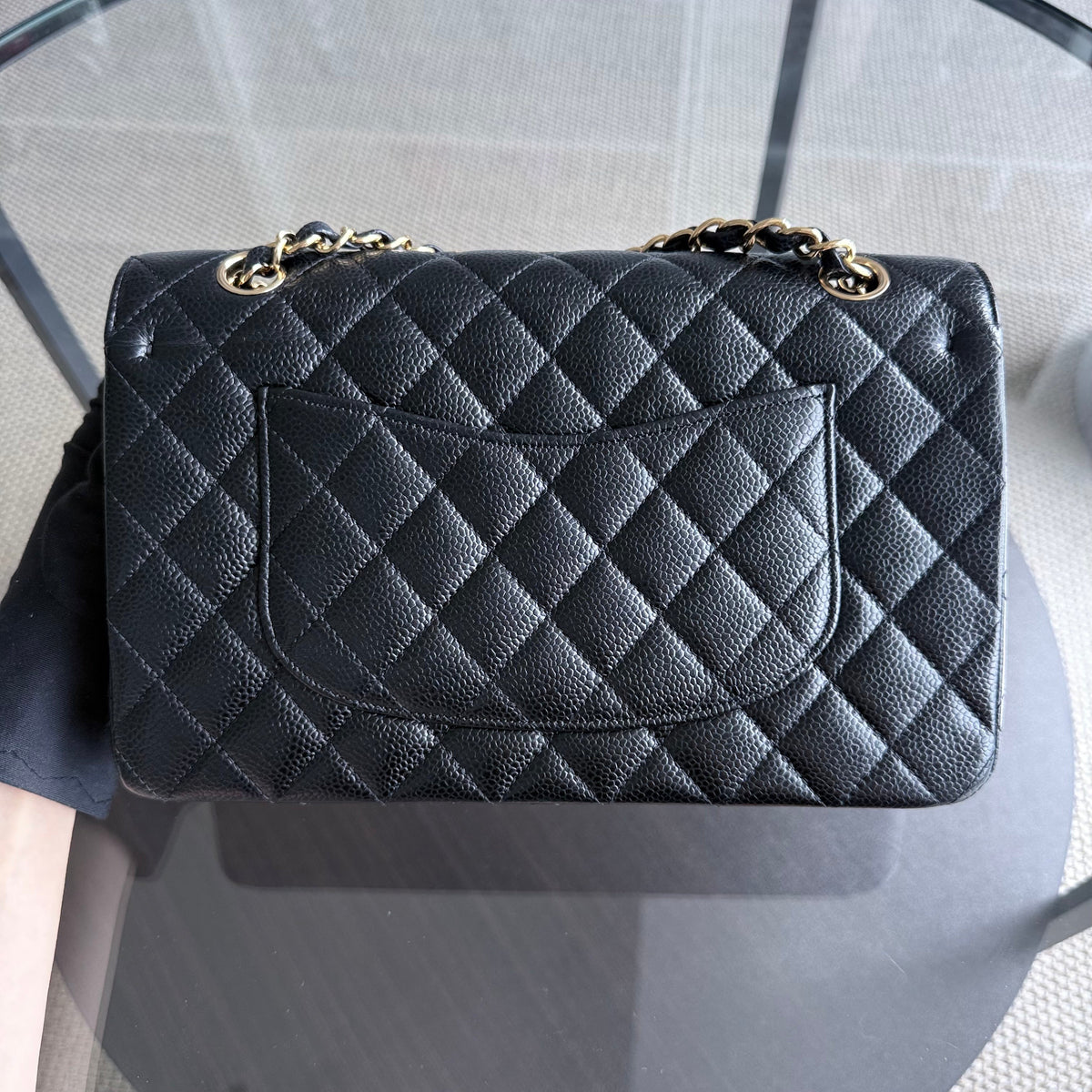 Chanel Classic Flap Medium - Caviar 25CM Quilted Black Gold Hardware Series 19