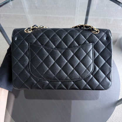 Chanel Classic Flap Medium - Caviar 25CM Quilted Black Gold Hardware Series 19