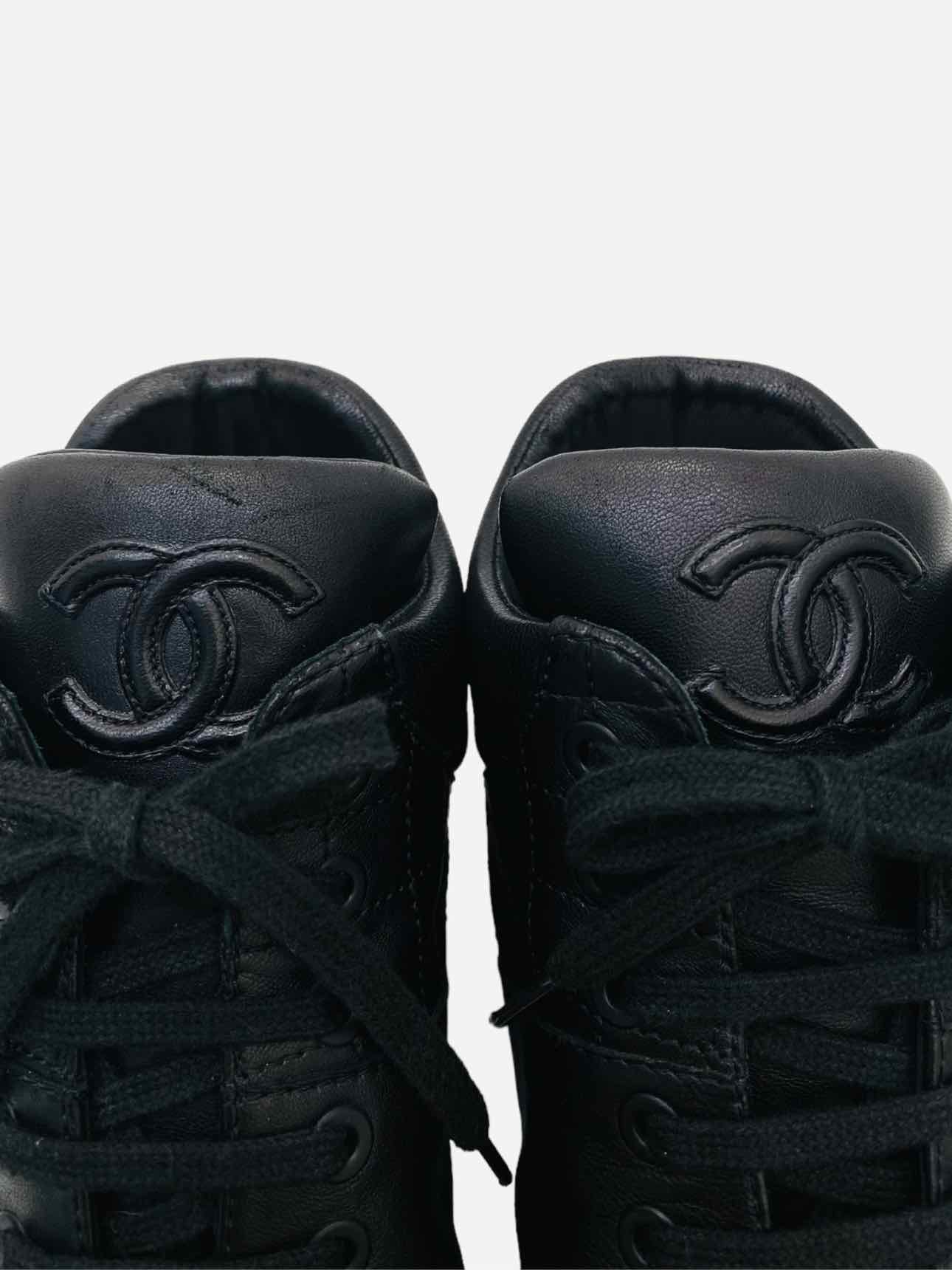 CHANEL High Top Black Quilted Sneakers