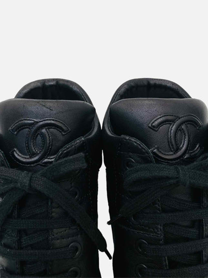 CHANEL High Top Black Quilted Sneakers