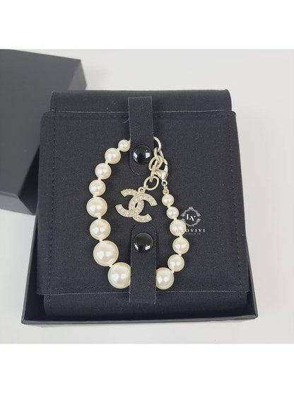 Crystal CC Logo Pearl Bracelet White Chanel