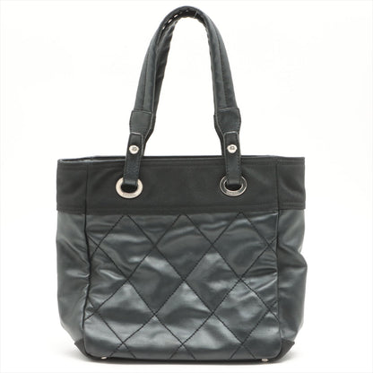 CHANEL PARIBIARITZ PM  Linen Tote Bag Black Silver Gold