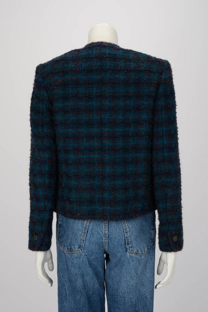 Chanel Teal Fantasy Tweed Edge to Edge Jacket FR 38