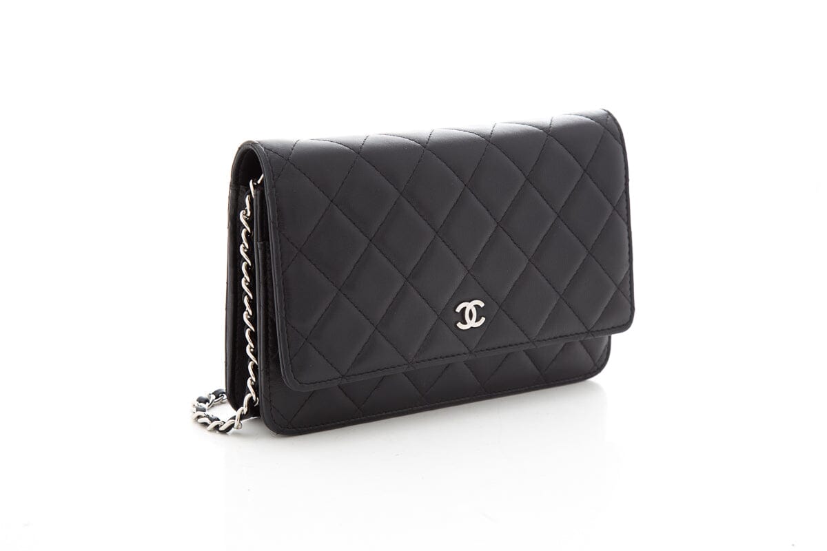 Chanel 2020 Black Lambskin Wallet on Chain Cross-Body