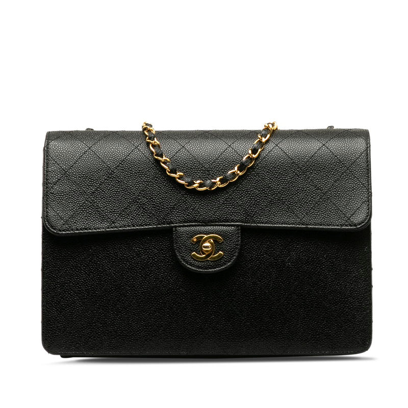 Chanel Decamatrasse ingle Flap Gold  Chain Shoulder Bag Black   CHANEL