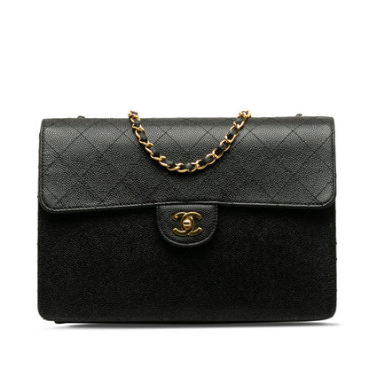 Chanel Decamatrasse ingle Flap Gold  Chain Shoulder Bag Black   CHANEL