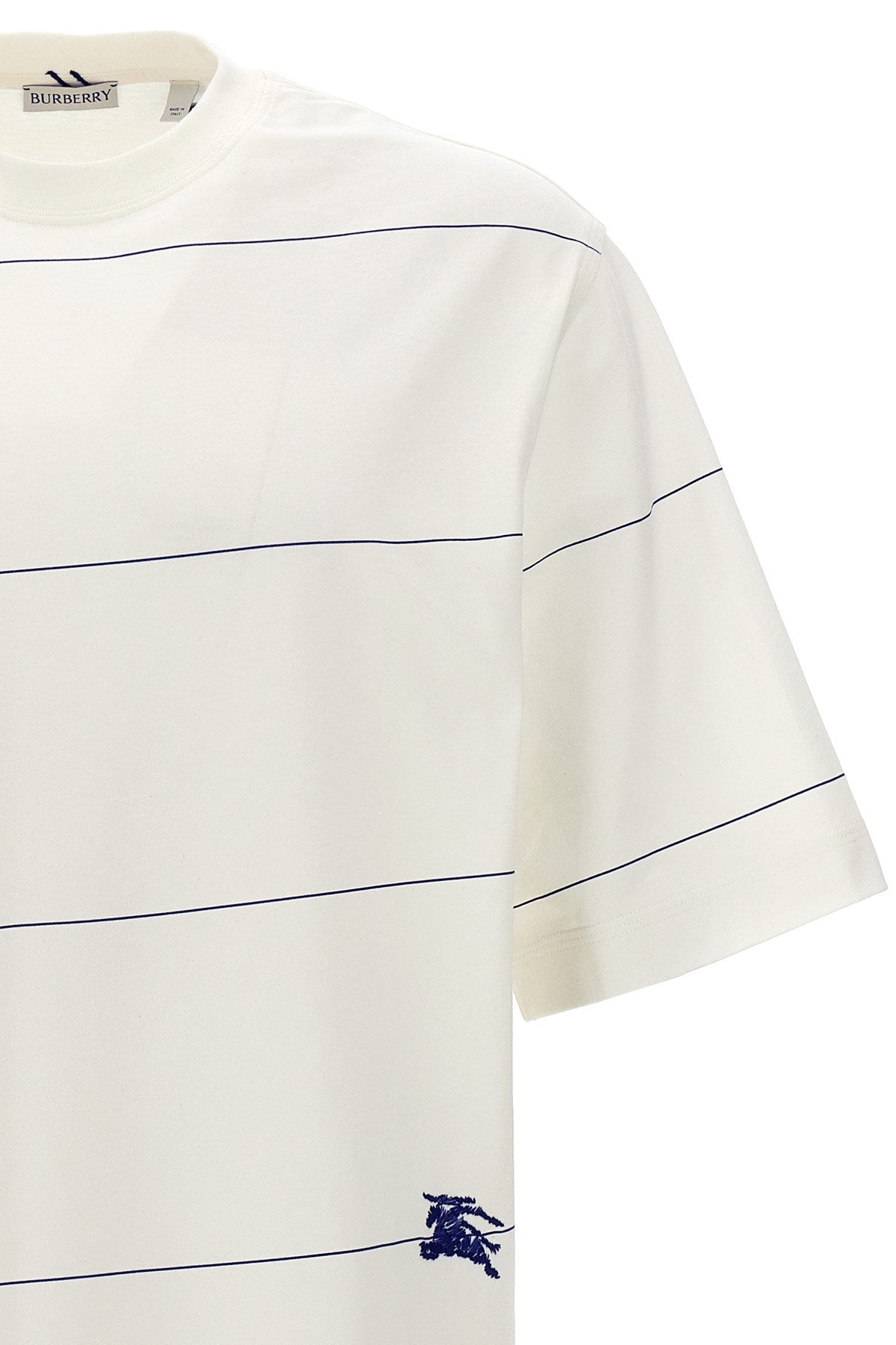 Burberry Men Logo Embroidery Striped T-Shirt