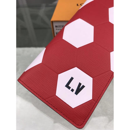 LV Brazza Wallet Epi Leather Hexagon Red