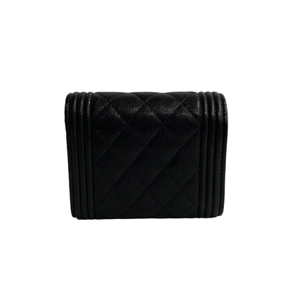 Chanel Caviar Le Boy Trifold Wallet  Leather Short Wallet in Good condition