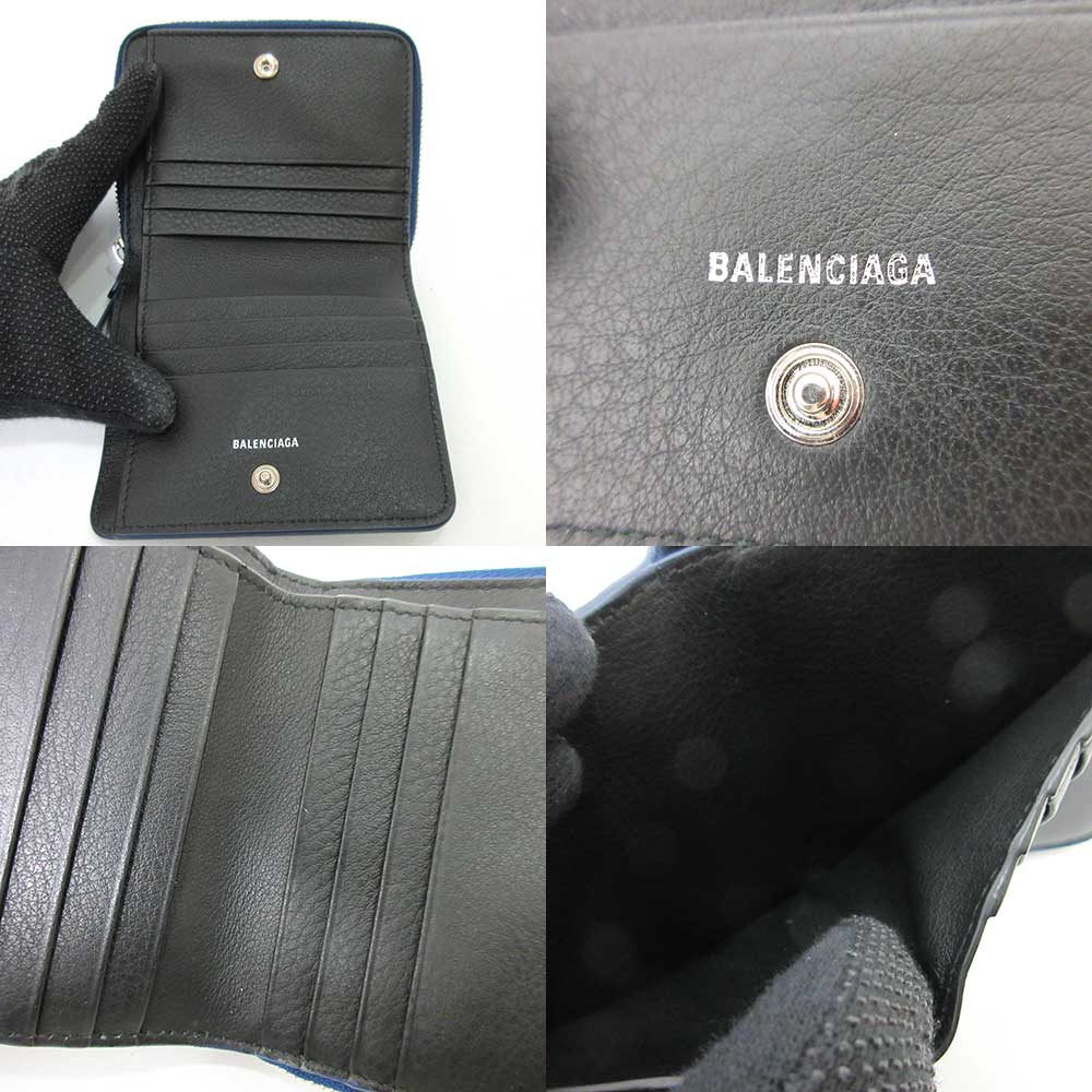 Balenciaga Leather Mini Wallet Blue