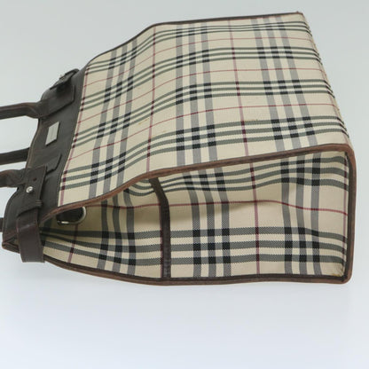 Burberry Nova Check Shoulder Bag Nylon Canvas Beige Auth 60156