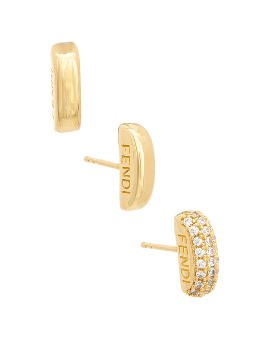 Fendi Filo Cz Earring Set Black