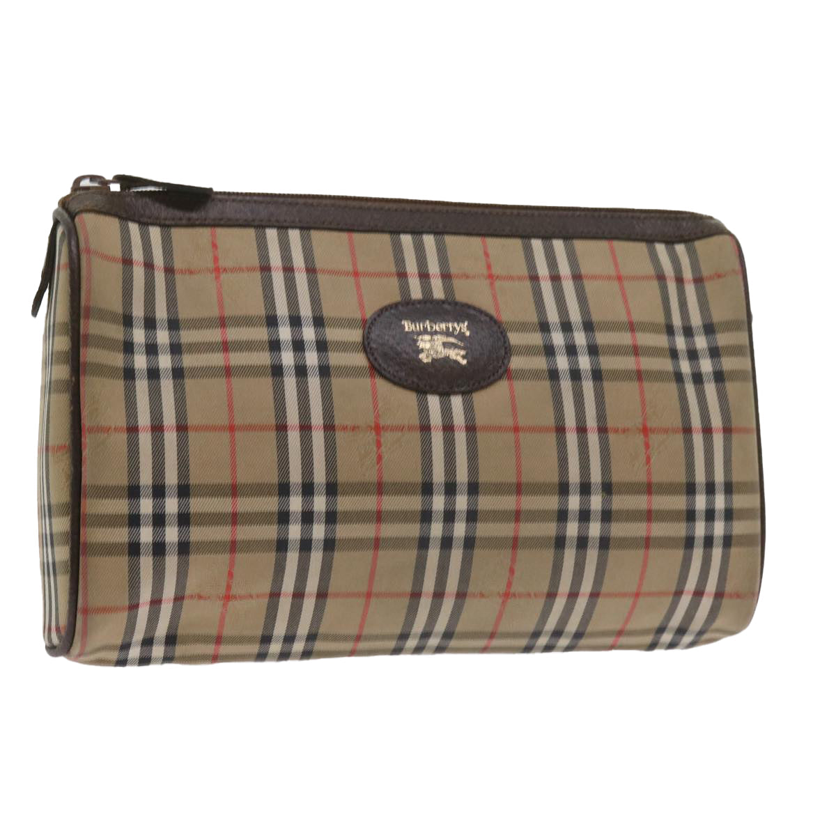 BurberrySs Nova Check Clutch Bag Nylon Canvas Beige Auth 60353