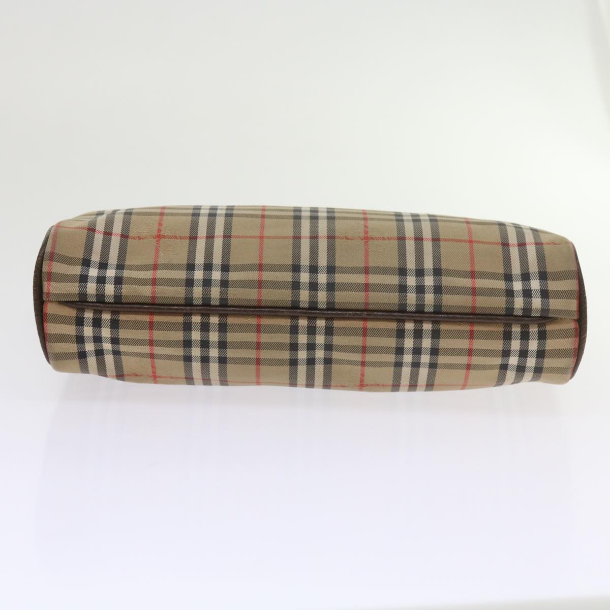 BurberrySs Nova Check Clutch Bag Nylon Canvas Beige Auth 60353