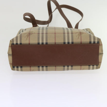 BurberrySs Nova Check Tote Bag PVC Leather Beige Auth 60590